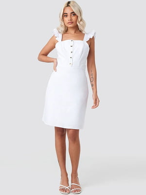 Сукня-футляр біла з гудзиками | 6436638