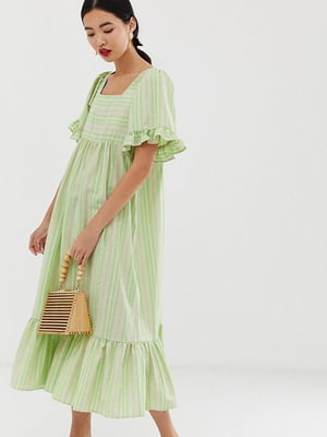 Сукня А-силуету зелена в смужку | 6437707