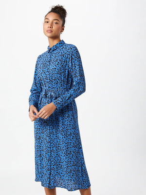 Сукня А-силуету синя в принт | 6438368