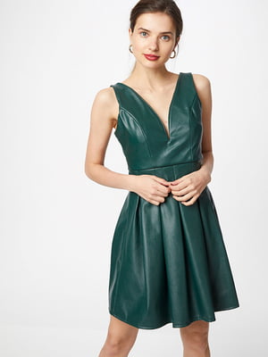 Сукня А-силуету зелена з еко-шкіри | 6438529