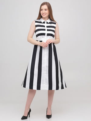 Платье А-силуэта бело-черное в полоску | 6438541