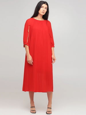 Платье А-силуэта красное плиссированное | 6438552
