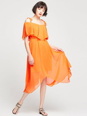 Платье А-силуэта оранжевое | 6438603