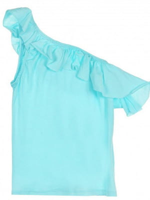 Блуза с рюшами голубая | 6438967