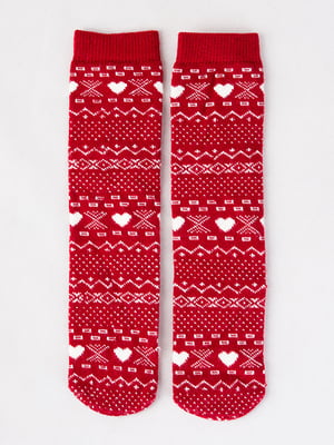 Шкарпетки червоні з принтом | 6439393