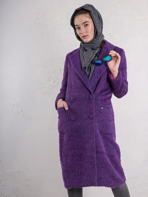 Пальто вовняне фіолетове | 6439607