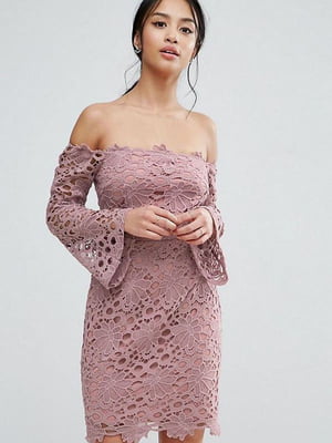 Платье розовое кружевное | 6440165