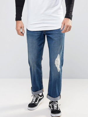 Прямі джинси з потертостями | 6440191