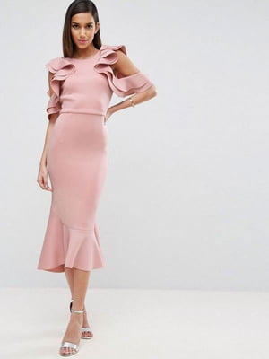 Платье с глубоким вырезом на спине розовое | 6440220