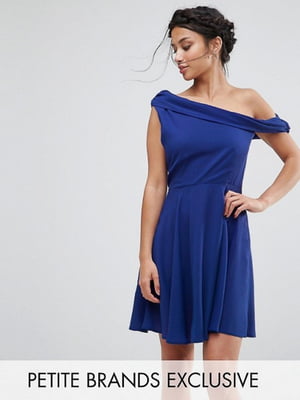 Сукня А-силуету на одне плече синя | 6440360