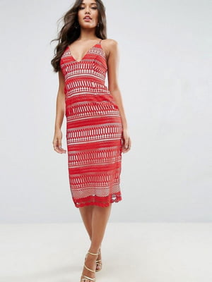 Сукня-футляр червона з візерунком | 6440470