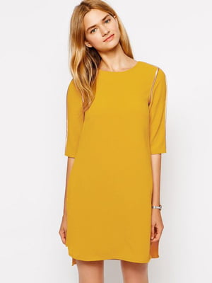 Платье-туника с окантовкой желтое | 6440664