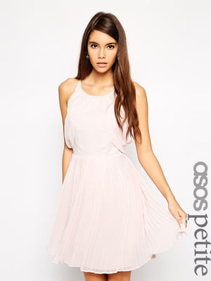 Платье А-силуэта с драпировкой и складками на юбке розовое | 6440670