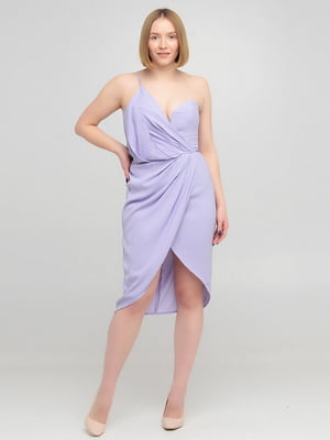 Платье-футляр на одно плечо фиолетовое | 6440993