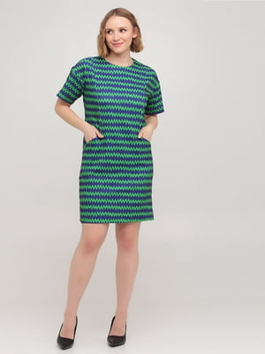 Сукня-футляр зелена в смужку | 6441054