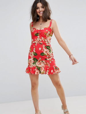 Сукня А-силуету з квітковим принтом червона | 6441083
