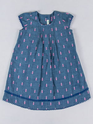Платье с коротким рукавом синее | 6441307