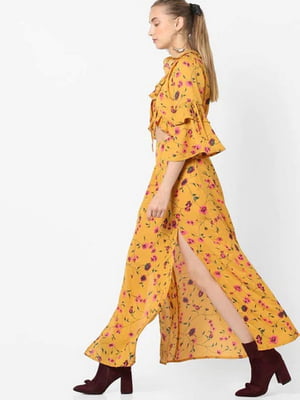Сукня А-силуету з принтом жовта | 6441741