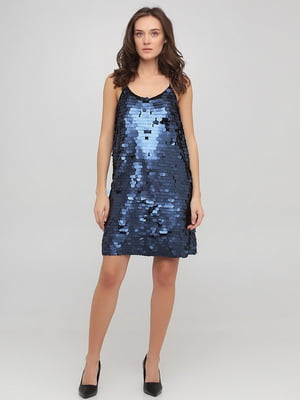 Сукня-футляр із відкритою спиною синя | 6442058