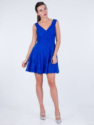 Сукня А-силуету з мереживом синя | 6442315