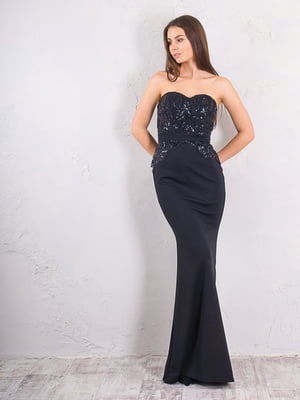 Вечернее платье с вышивкой из пайеток черное | 6442341