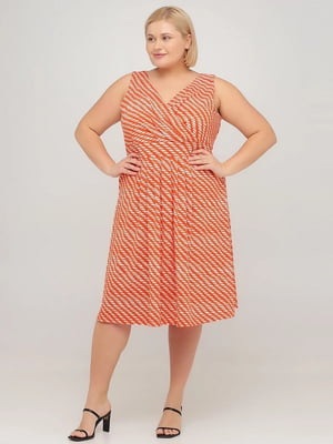 Сукня помаранчева з геометричним візерунком | 6443646
