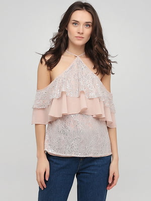Блуза светло-розовая с узором | 6443909