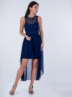 Сукня зі шлейфом синя | 6443925