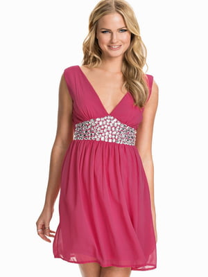 Платье розовое с декором | 6444788