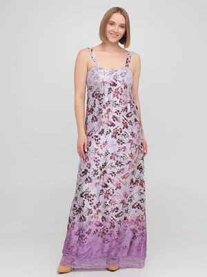 Сукня фіолетова з квітковим принтом шовкова | 6444934