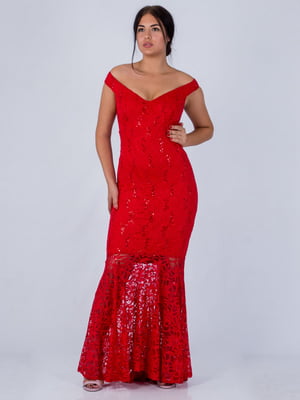 Платье кружевное красное | 6445252