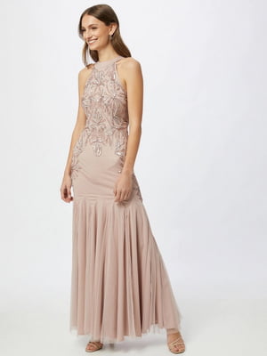 Платье вечернее розовое с декором | 6445531