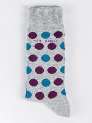 Шкарпетки сірі в різнокольоровий горох | 6445728