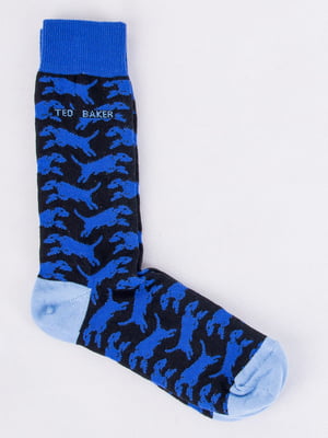 Шкарпетки сині в принт | 6445736