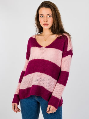 Пуловер розовый в полоску | 6445756