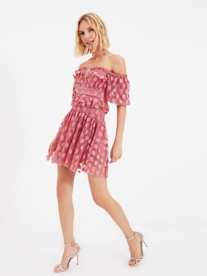 Платье А-силуэта розовое в горох | 6445771