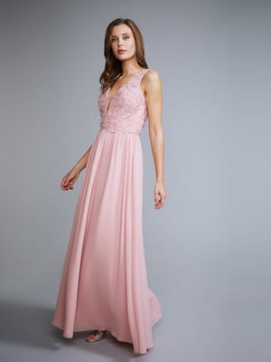 Платье розовое с кружевой вышивкой | 6445805