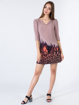 Сукня А-силуету рожева з геометричним принтом | 6445808