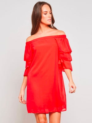 Сукня зі спущеними плечима червона | 6445876