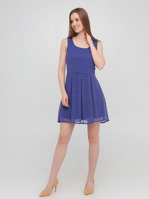 Платье А-силуэта синее с узором | 6446535