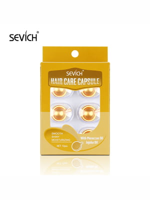 Капсули для відновллення ламкого і пористого волосся Sevich (женьшень та мед) помаранчеві 12 капсул | 6447879