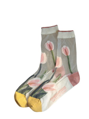 Шкарпетки різнокольорові в принт | 6447889