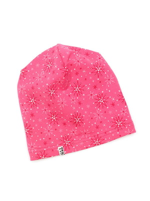 Шапка "Сніжинки" рожева з принтом | 6430496