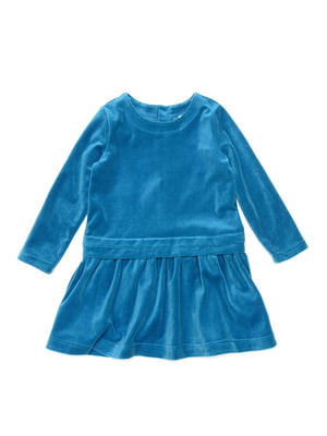 Платье голубое велюровое | 6430628