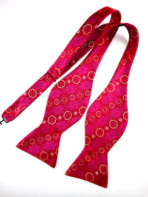 Краватка-метелик червоно-рожева з принтом | 6457023