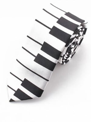 Краватка вузька біле піаніно з широкими клавішами | 6457308