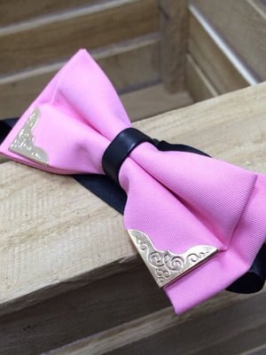 Краватка-метелик рожева з металевим куточком | 6457318