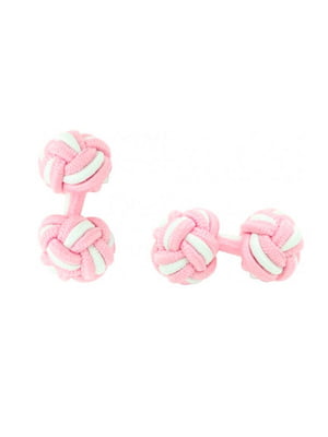 Запонки шариковые розово-белые узелком | 6457327
