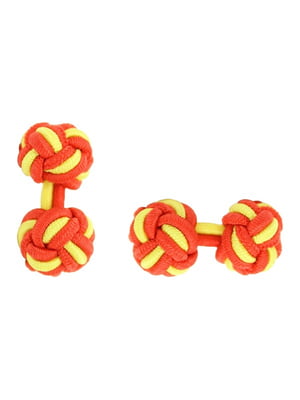 Запонки желтые с красным шариковые узелком | 6457334