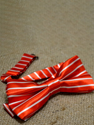 Краватка-метелик червона у білу смужку | 6457352